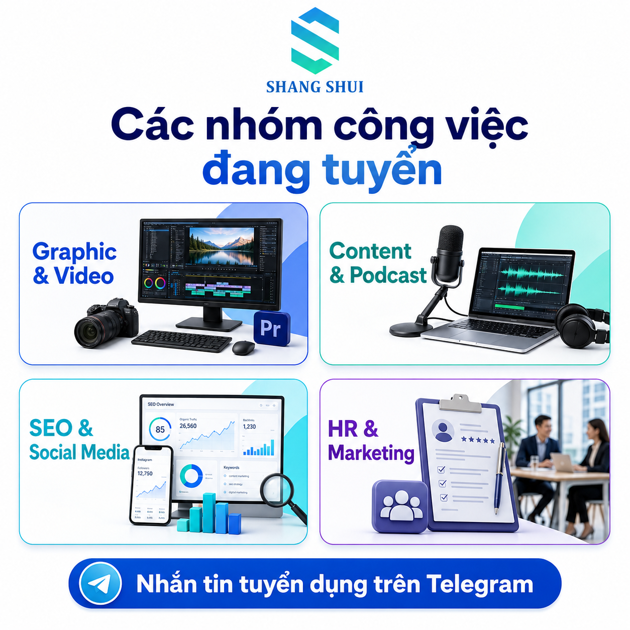 Tổng quan bốn nhóm công việc đang tuyển dụng